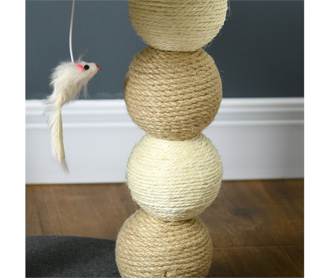 Árbol para Gatos Aglomerado de Madera, Poliéster, Sisal, Algodón Gris