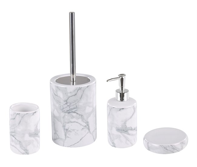 Beliani Conjunto de accesorios de baño ARAUCO Blanco