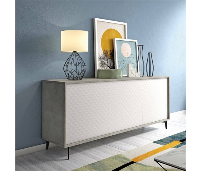 Aparador efecto madera 184 Blanco/ Gris