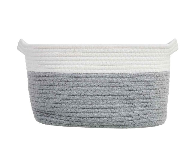 Cesto trenzado de cuerda de algodón Gris