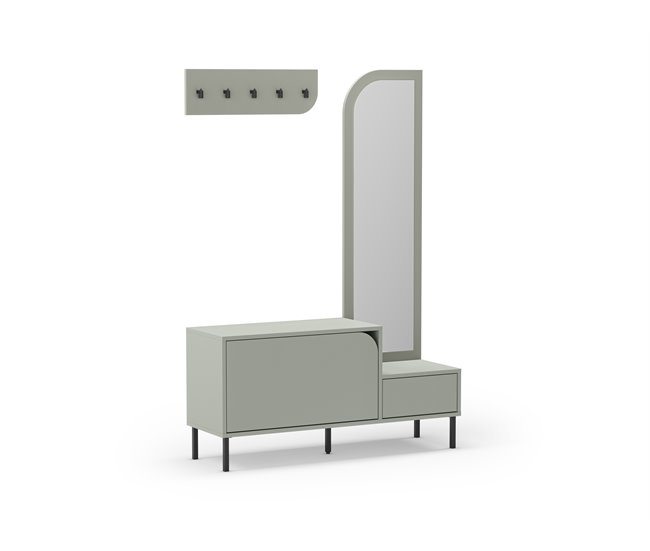 Mueble recibidor zapatero con espejo BEA Verde