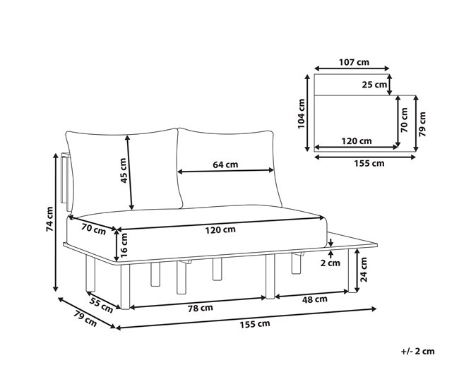 Beliani Sofá de 2 plazas Poliéster SALO Arena