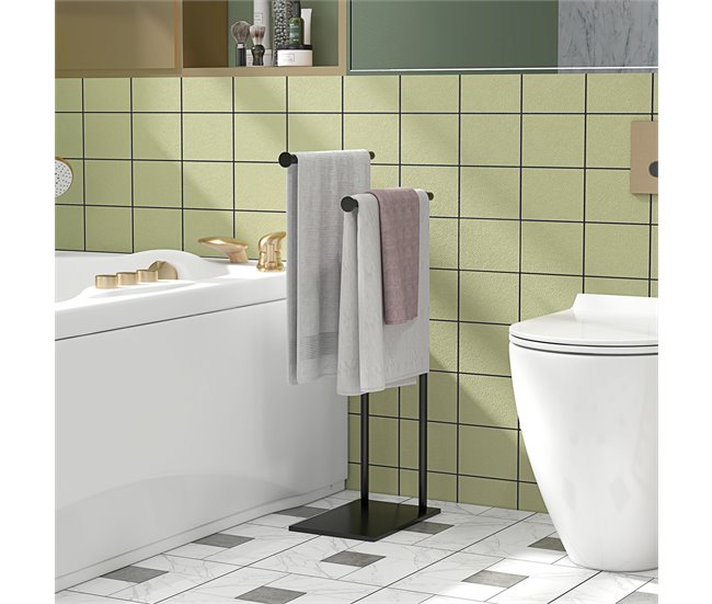 Toallero de Pie Metal HOMCOM, hogar - baño Negro