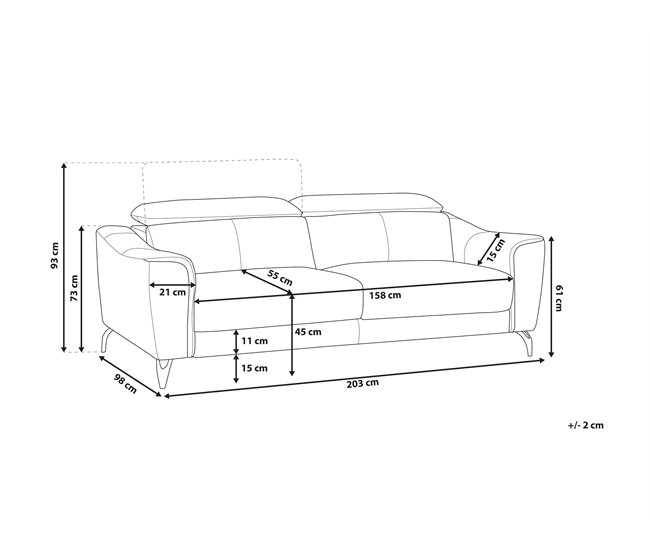 Beliani Sofá de 3 plazas Piel sintética NARWIK Dorado