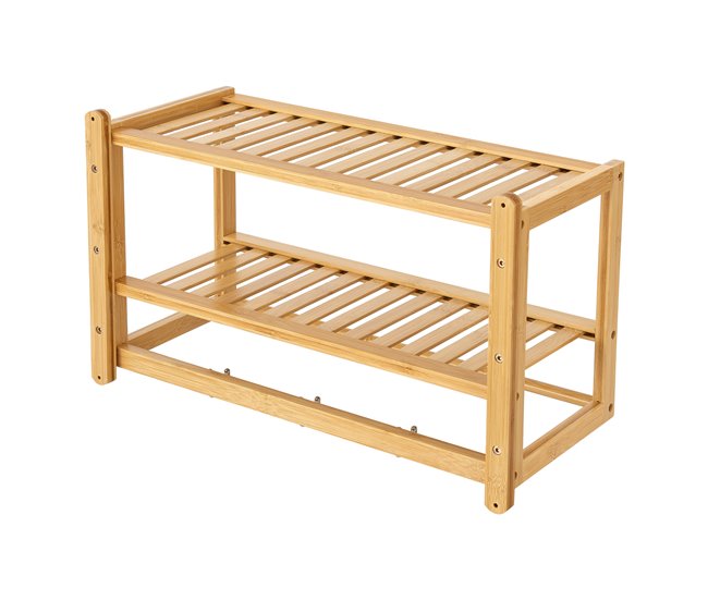 Estantería de pared Thyborøn con toallero y ganchos bambú Natural