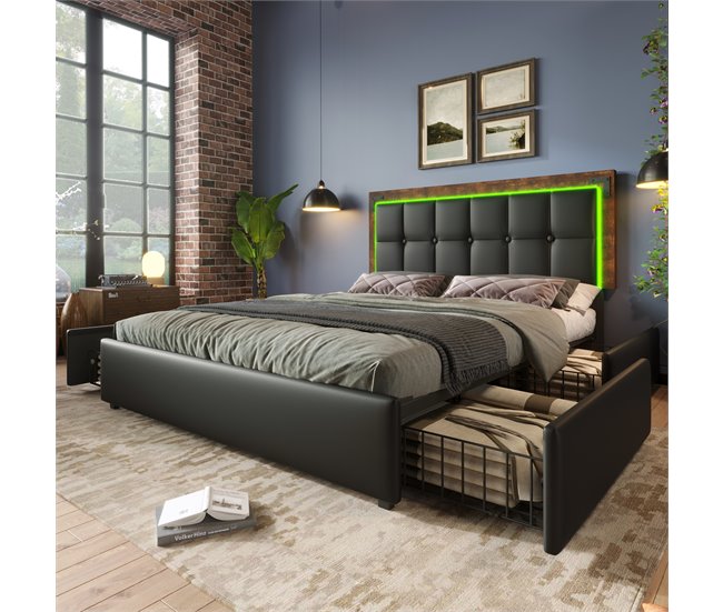 Camas de matrimonio 167x207 Negro