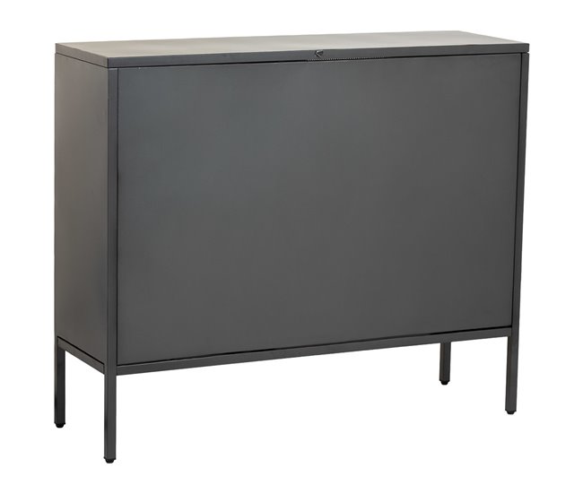 Aparador de metal y madera 2 puertas, Negro