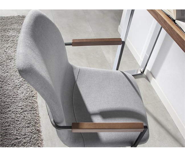 Silla giratoria en tela y patas acero negro Gris