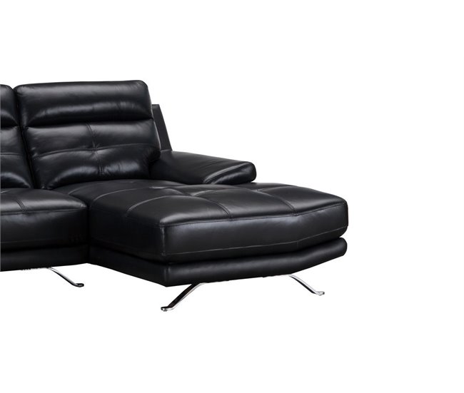 Chaise longue de piel HAWAI Negro