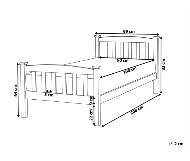 Beliani Cama con somier Madera de pino GIVERNY 99x208 Blanco