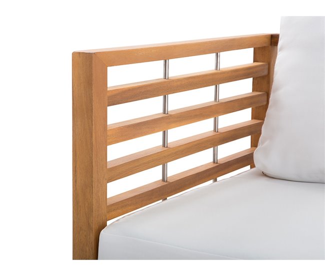 Beliani Conjunto de jardín Madera de acacia BERMUDA Blanco/ Beige
