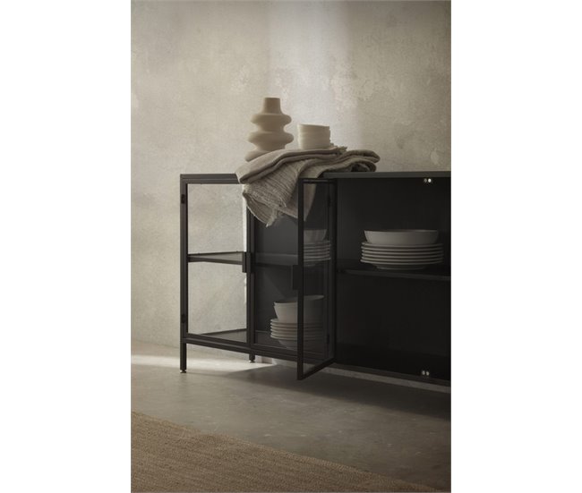 Aparador con puertas Negro