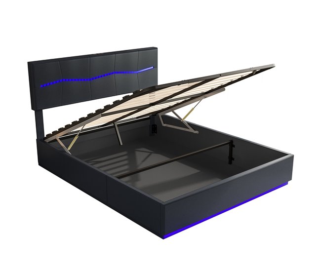 Cama con almacenamiento 200x180 Negro