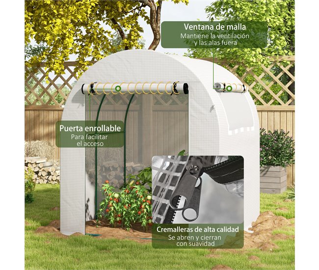 Invernadero de Jardín PE, Acero Outsunny Blanco