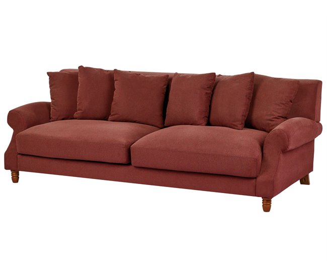 Beliani Sofá de 3 plazas Poliéster EIKE Rojo
