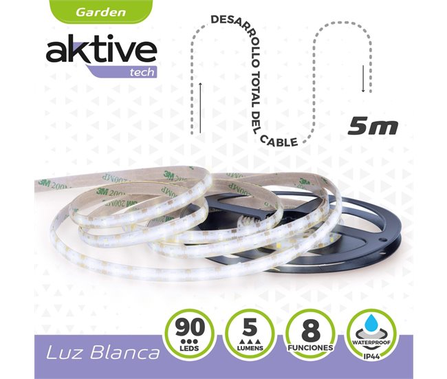 Tiras LED solar exterior autoadhesiva Aktive Blanco