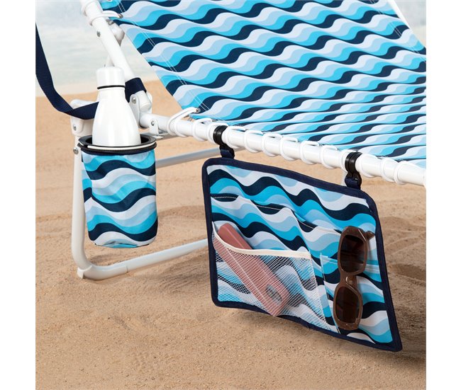 Aktive Tumbona plegable de playa reclinable en 4 posiciones Azul