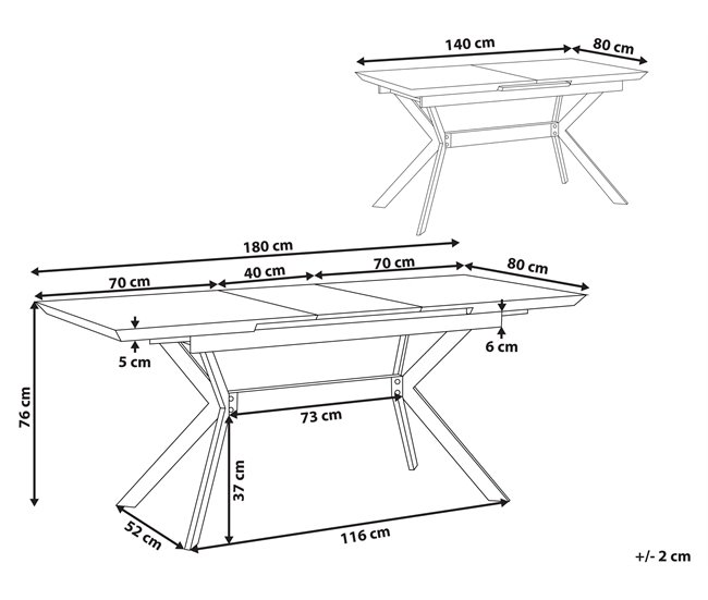 Beliani Mesa de centro AVOCA 80x140 Gris Claro