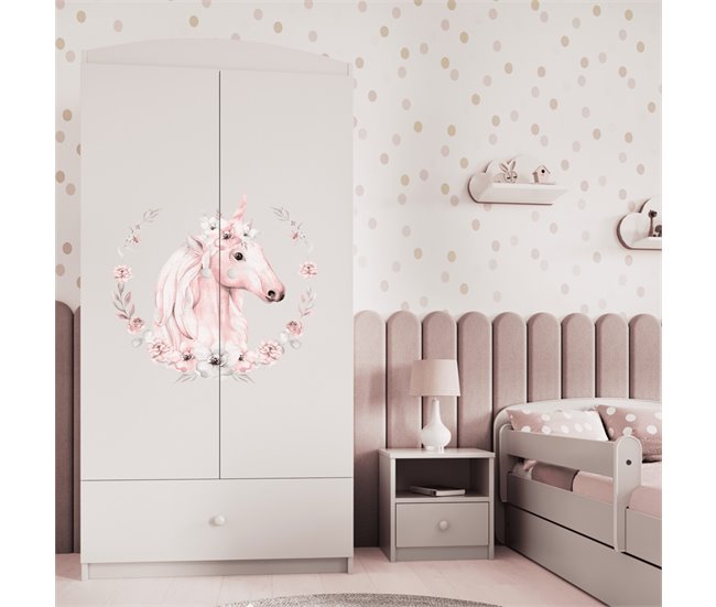 Armario 2 puertas 1 cajón Kocot Kids Babydream Unicornio Blanco