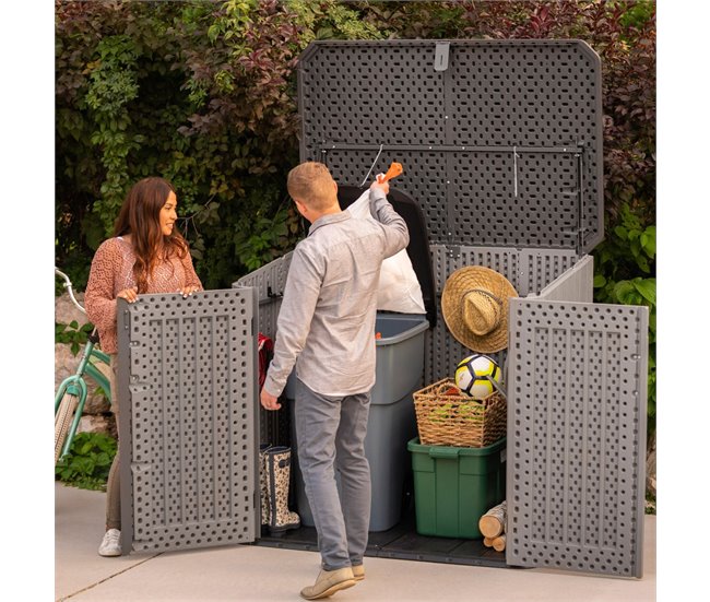 Armario exterior ultrarresistente c/tapa abatible Lifetime Gris Oscuro