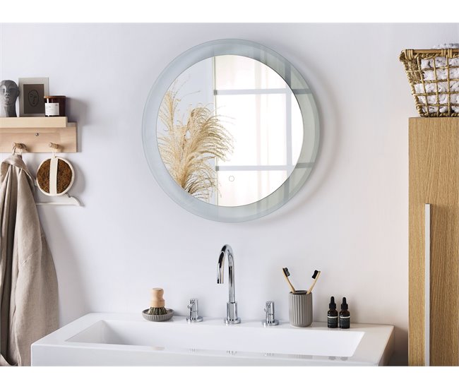 Beliani Espejo de baño BRINAY Gris