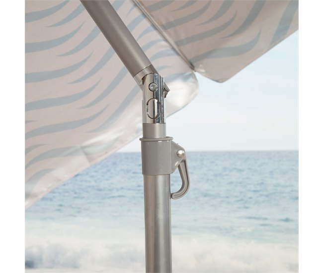 Aktive sombrilla de playa antiviento 8 varillas olas playa 200x200 Blanco/ Azul
