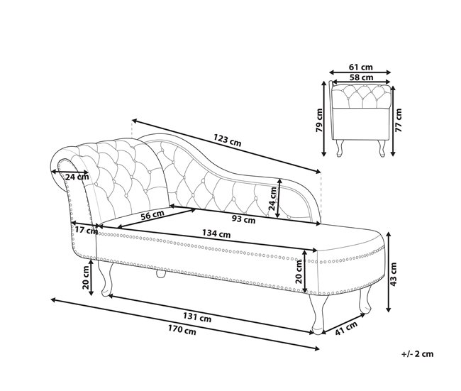 Beliani Chaise longue izquierdo Gamuza sintética NIMES Gris Oscuro