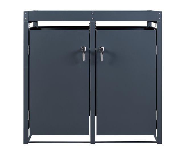 Cobertizo Valkeakoski para 2 cubos de basura de 120L acero Gris