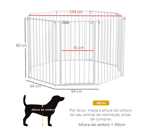 Parque para Perros Acero, Plástico PawHut Blanco