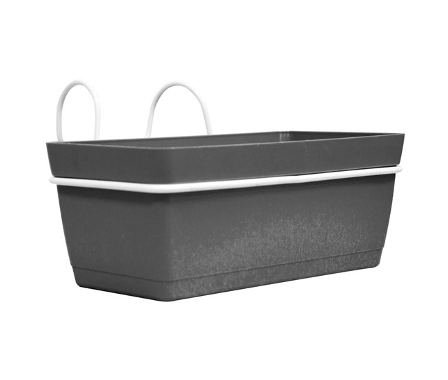 3 Jardineras L 22 Cm Con Ganchos Gris