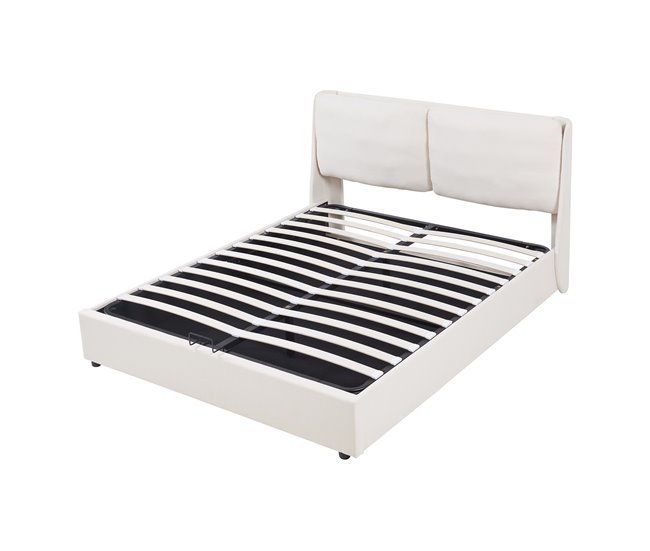 Cama matrimonio Lunner somier abatible 204x166 Beige