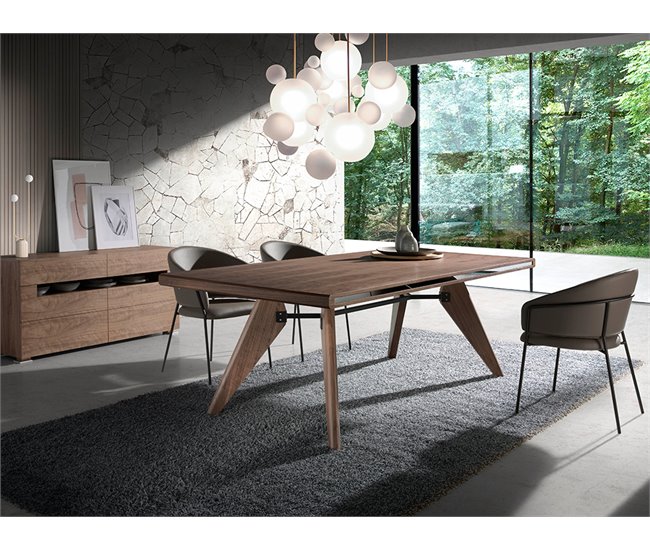 ANGEL CERDA Silla polipiel visón oscuro Nogal