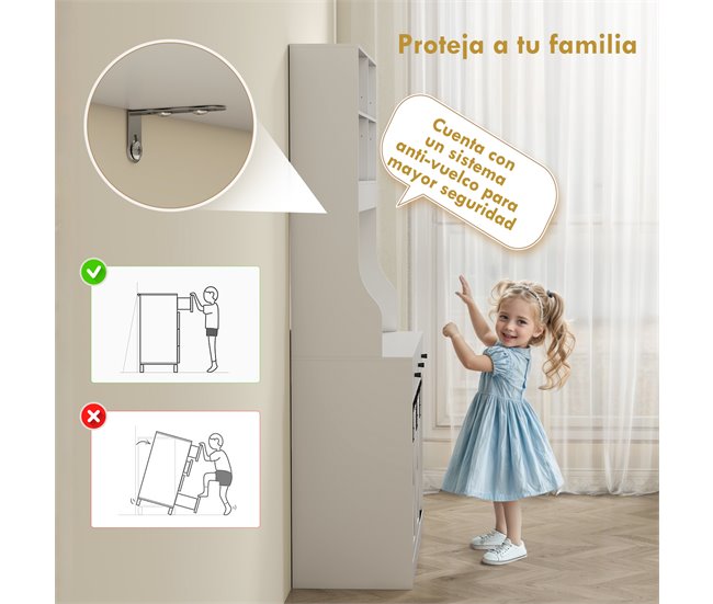 Alacena de Cocina Melamina de Madera HOMCOM, hogar - cocina Blanco