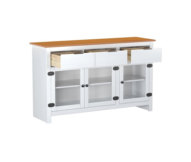 Aparador 3 Cajones 3 Puertas De Pino 133 Blanco