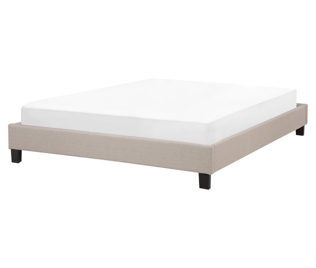 Beliani Cama con somier Poliéster ROANNE 169x211 Beige