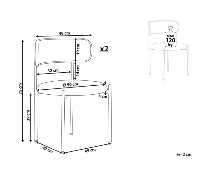 Beliani Silla de comedor ANDOVER Beige