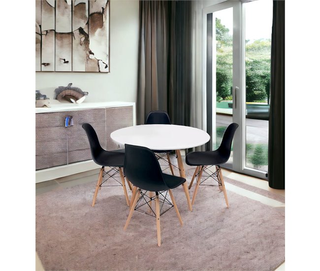 Pack Mesa Redonda Nordica + Sillas Nordicas 100x100 Blanco