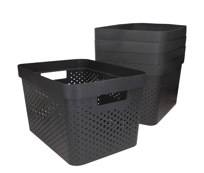 Curver Pack 5 cestas organizadoras Infinity 17L Gris