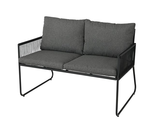 Set jardín con sofa 2 plazas 2 sillones y mesa de centro KELLY Gris Oscuro