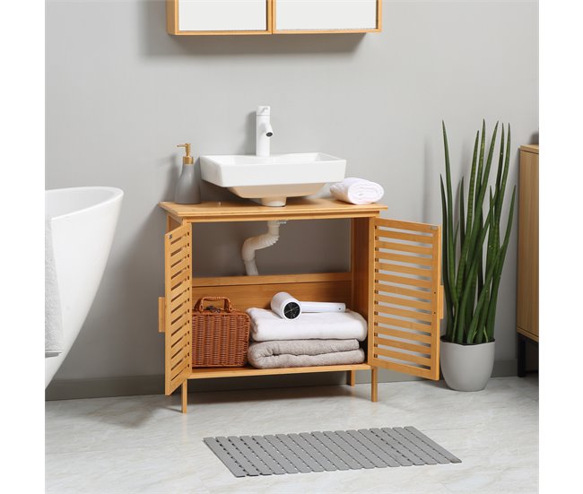 Armario de Baño Bambú kleankin, hogar - baño Marron