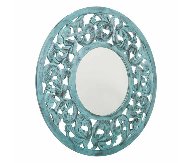 Espejo de madera Azul