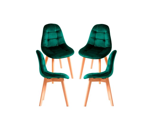 Pack 4 Sillas Kelen Terciopelo Verde
