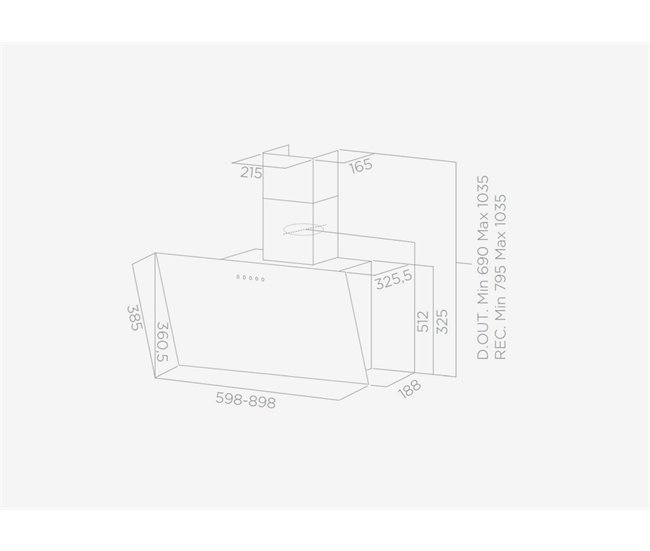 Campana decorativa inclinada TURBOAIR VIVACE BL/A Negro