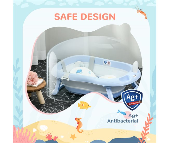 Bañera para Bebé PP, TPE, Espuma, Poliéster ZONEKIZ Azul