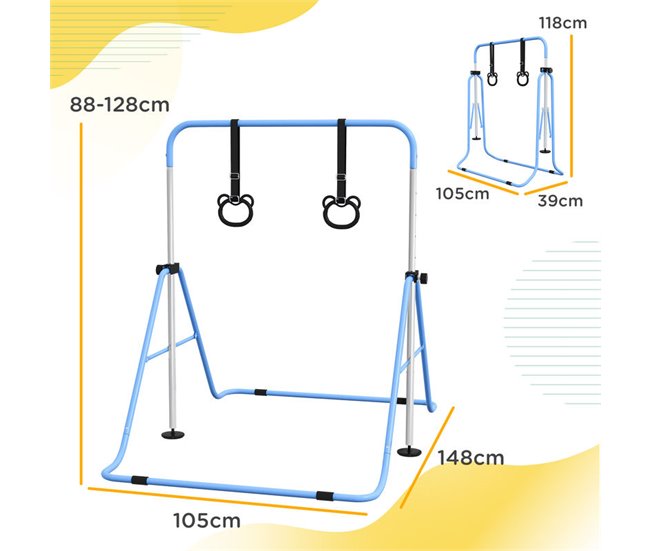 Barra de Gimnasia Acero HOMCOM, deportes y ocio - musculación Azul