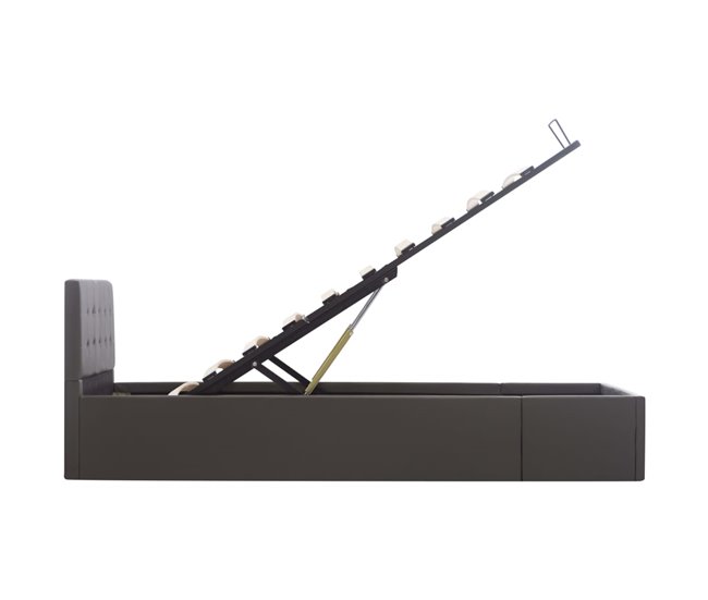 Cama canapé hidráulica cuero sintético 90x200 Gris