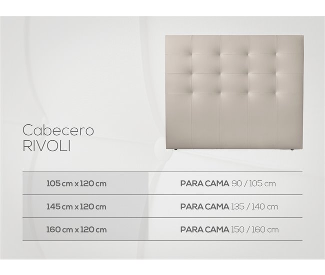 Cabecero Modelo Rivoli Acolchado, Tapizado en Polipiel de Alta Gama 160 Beige