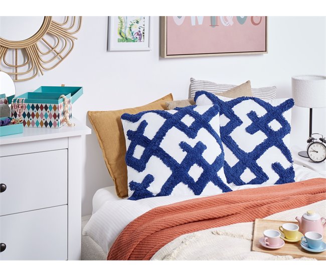 Beliani Cojín decorativo HAZEL Azul