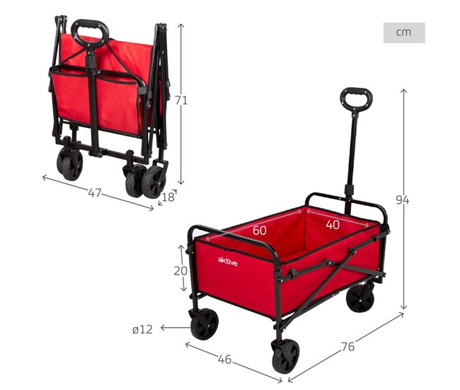 Aktive Carro playa plegable Rojo