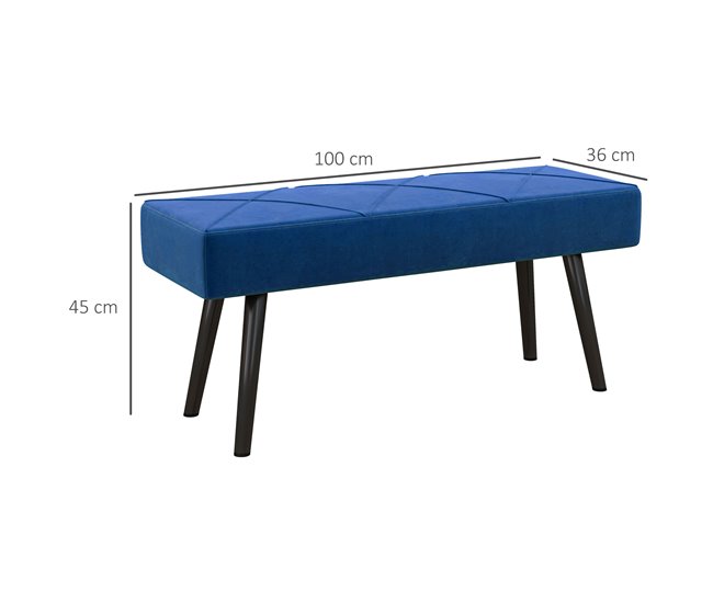 Banco de Cama Poliéster, Espuma HOMCOM Azul